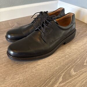 ECCO Mens 13 Shock Point Black Leather Lace Up Dress Shoes Eu 47